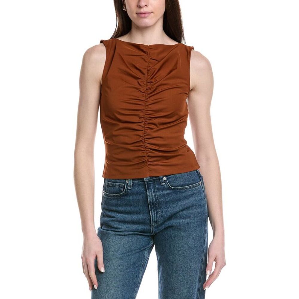 Frame Denim Womens  The Ruched Sleeveless Top, Red
